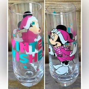 Disney Minnie Mouse Winter Wishes Stemless Champagne Toasting Glass 8oz